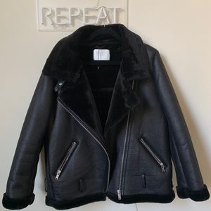 Zara Faux Leather Oversized Biker Jacket